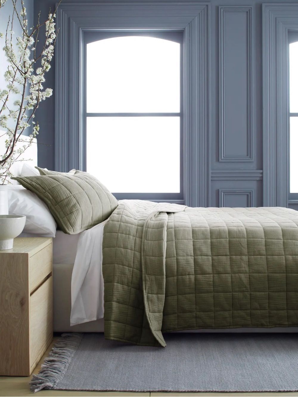 NWT Quince Olive Green Organic Cotton Gauze Box Quilt!